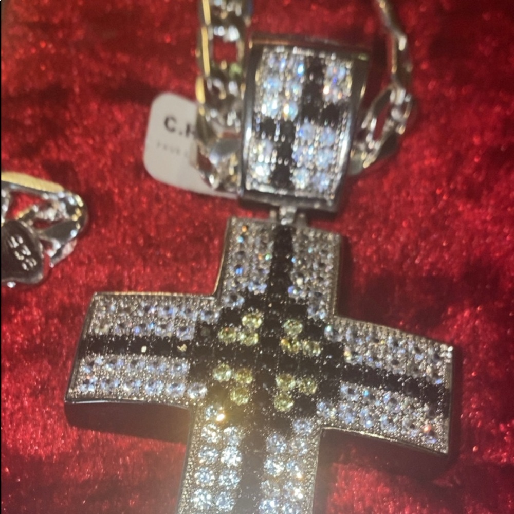PAVE ENCRUSTED CZ stones 24”FIGARO .925 SILVER 6mm